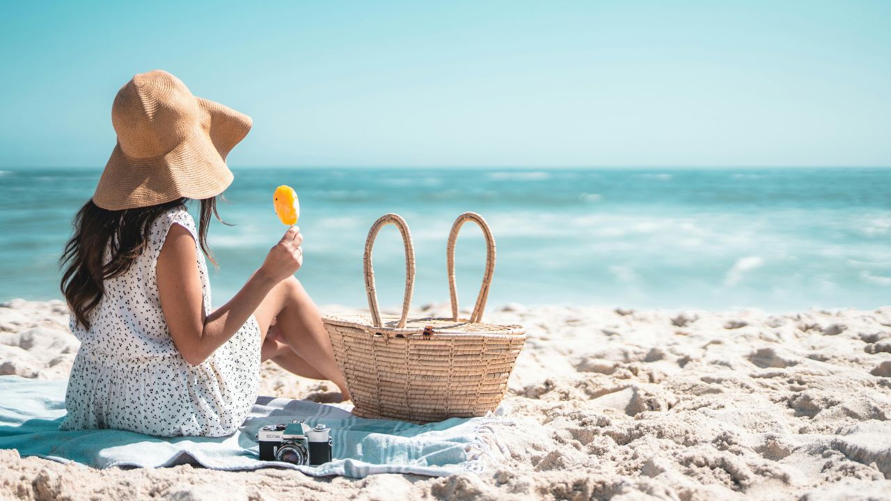 a woman at the beach