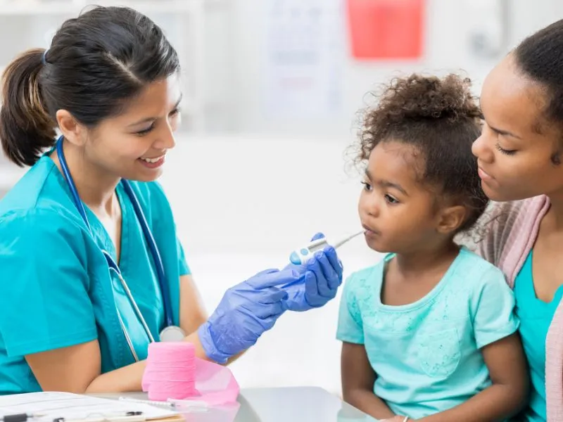a nurse and two kids