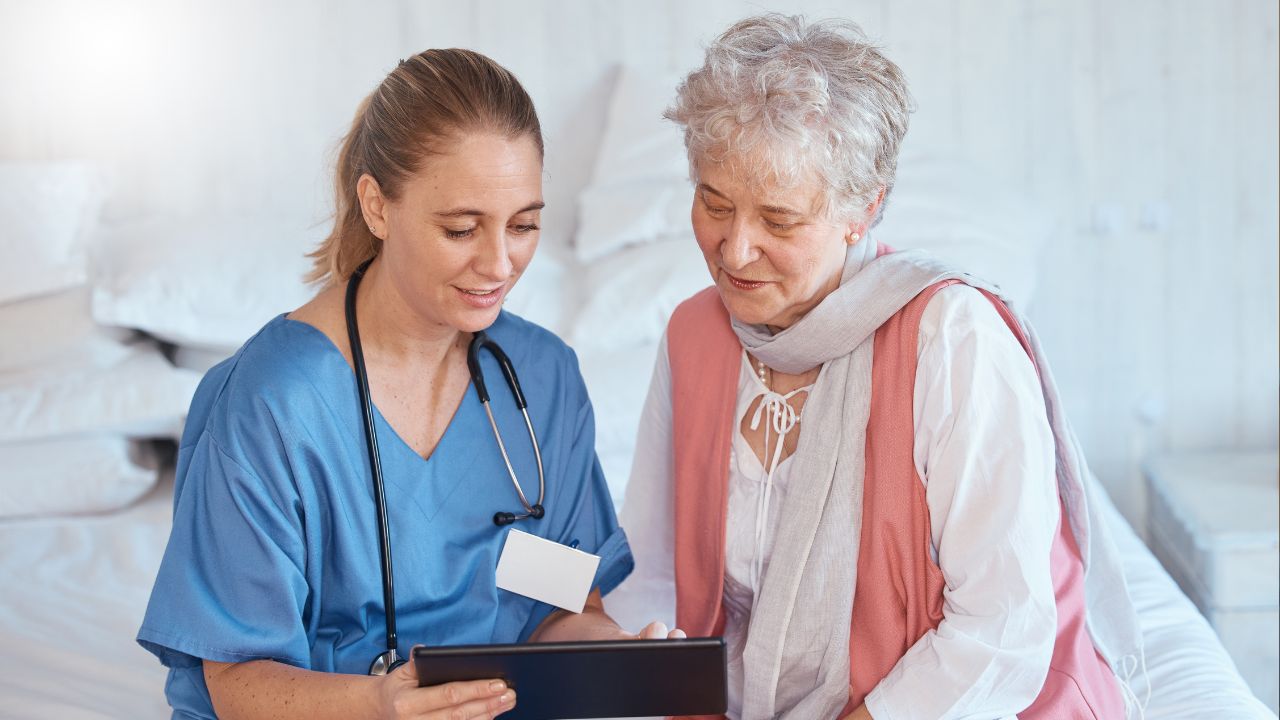 Scrubs from a nurse with a heart in the pocket