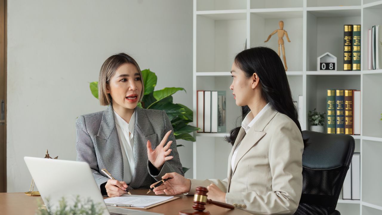 A lawyer and their client