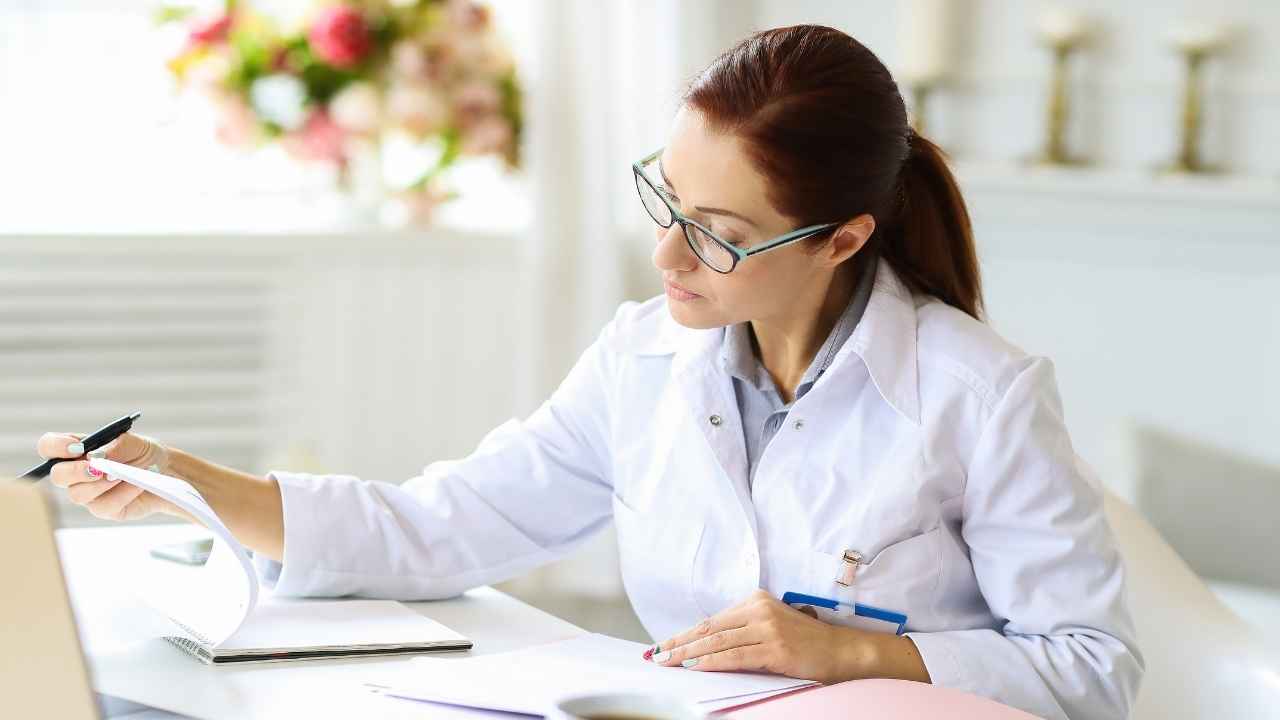 A nurse studying