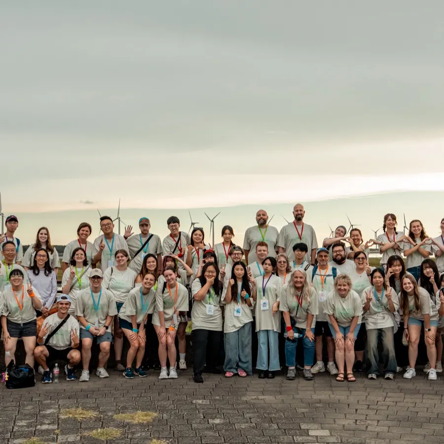 The whole college camp together at Gaomei Wetlands