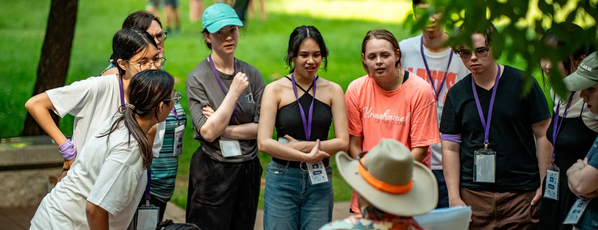 College camp students laughing together