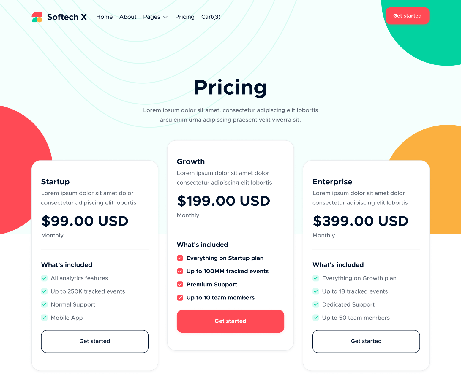 Pricing - Softech X Webflow Template