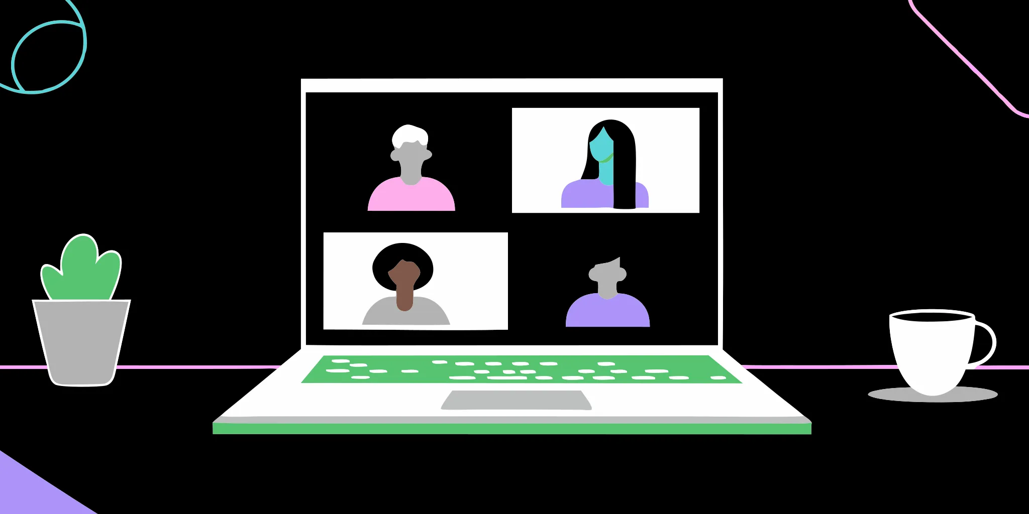 Virtual fundraising meeting on a laptop.