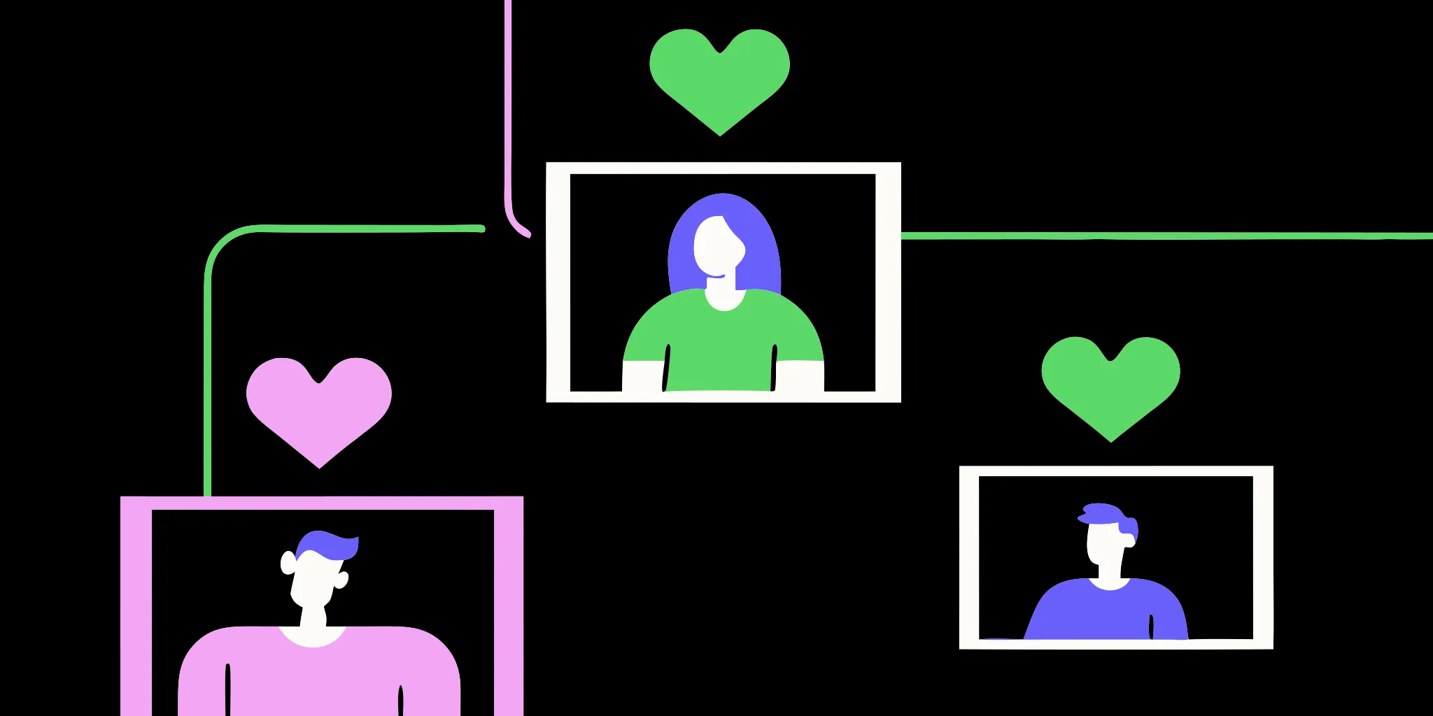 Diverse hands connected by hearts, symbolizing virtual fundraising.