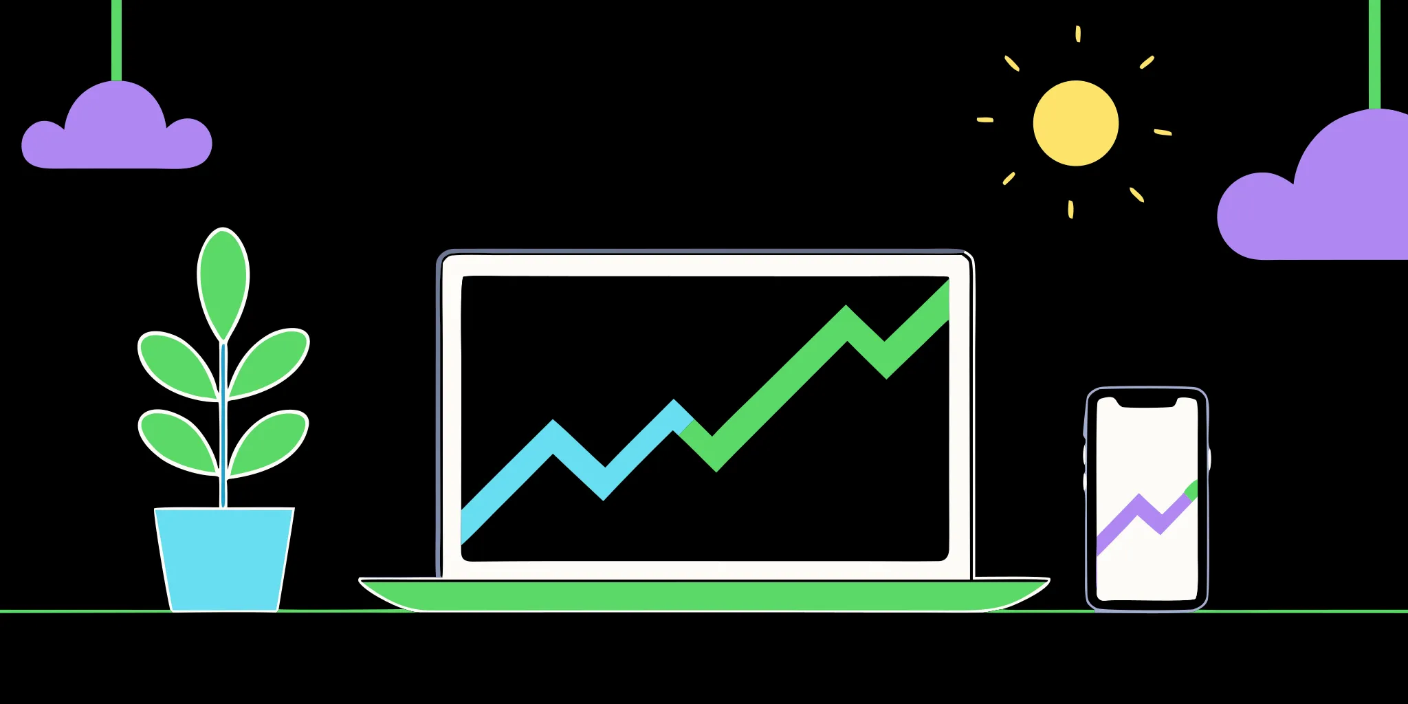 Laptop and phone with growth charts for top nonprofit fundraising software.