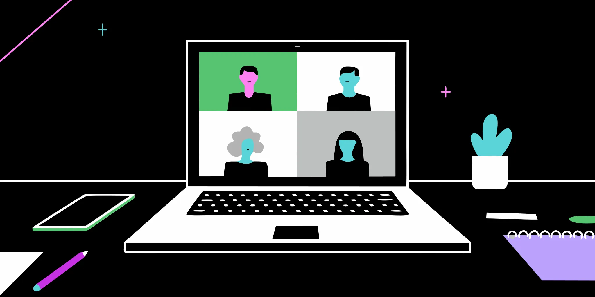 A nonprofit team on a video call planning a virtual fundraiser.