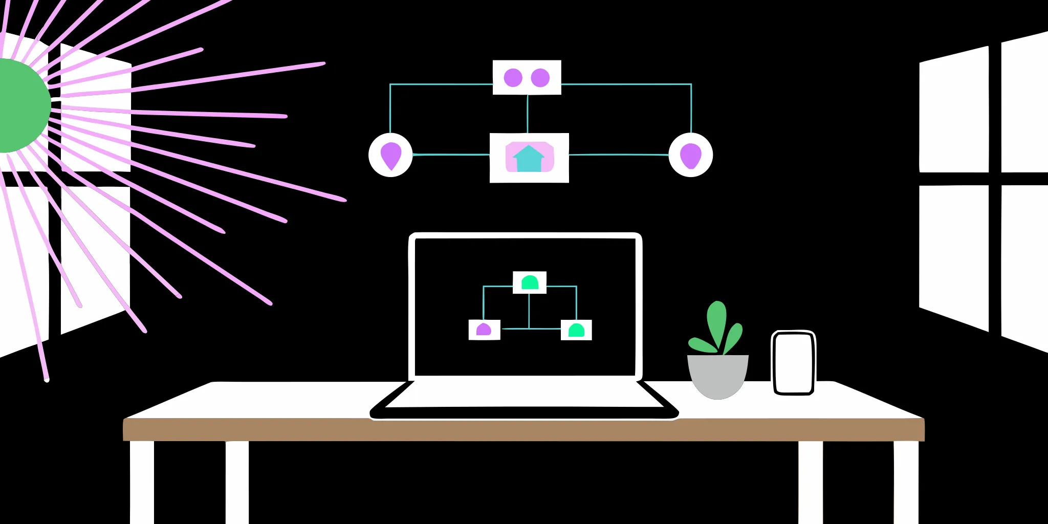 Planning nonprofit supporter acquisition strategies on a laptop with a flowchart.