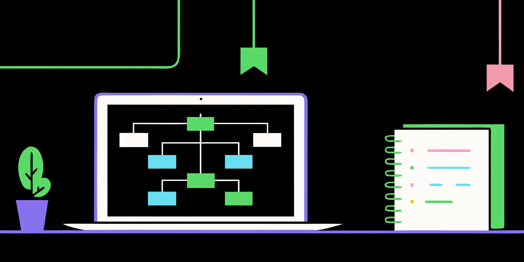 A flowchart on a laptop for planning nonprofit marketing automation and segmentation.