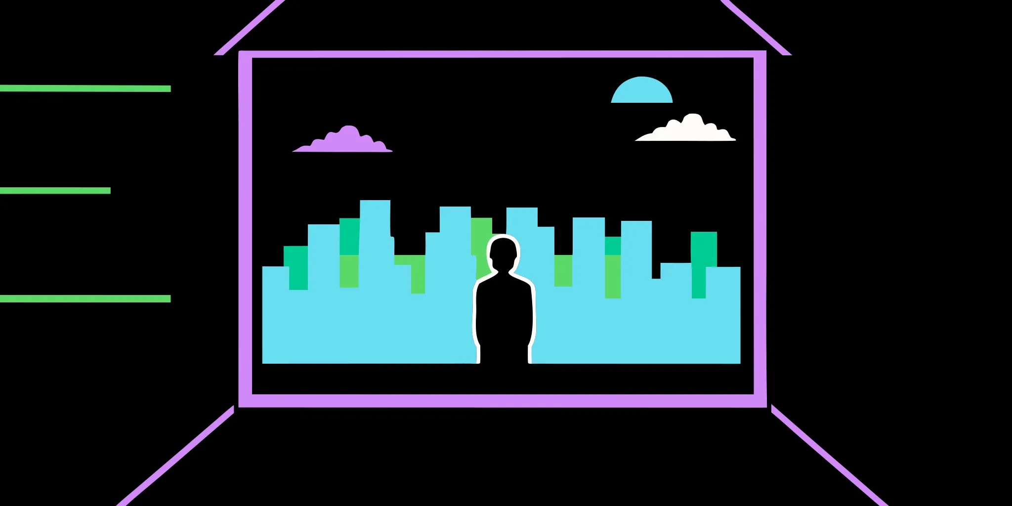 A nonprofit leader looks out at a city, planning how to reach new supporters online.