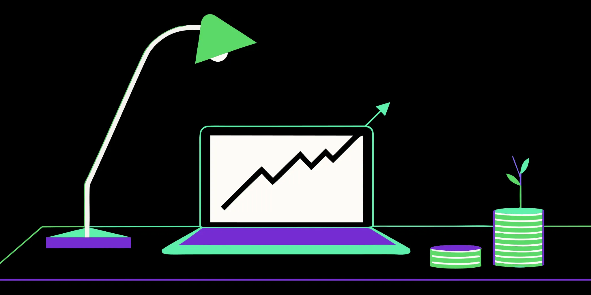 Laptop with a growth chart and coins showing the value of donor loyalty program software.