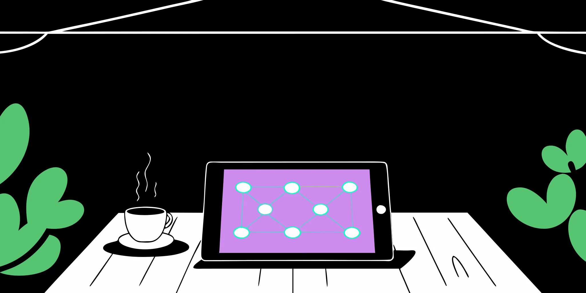 A digital donor communication strategy map displayed on a tablet on a desk.