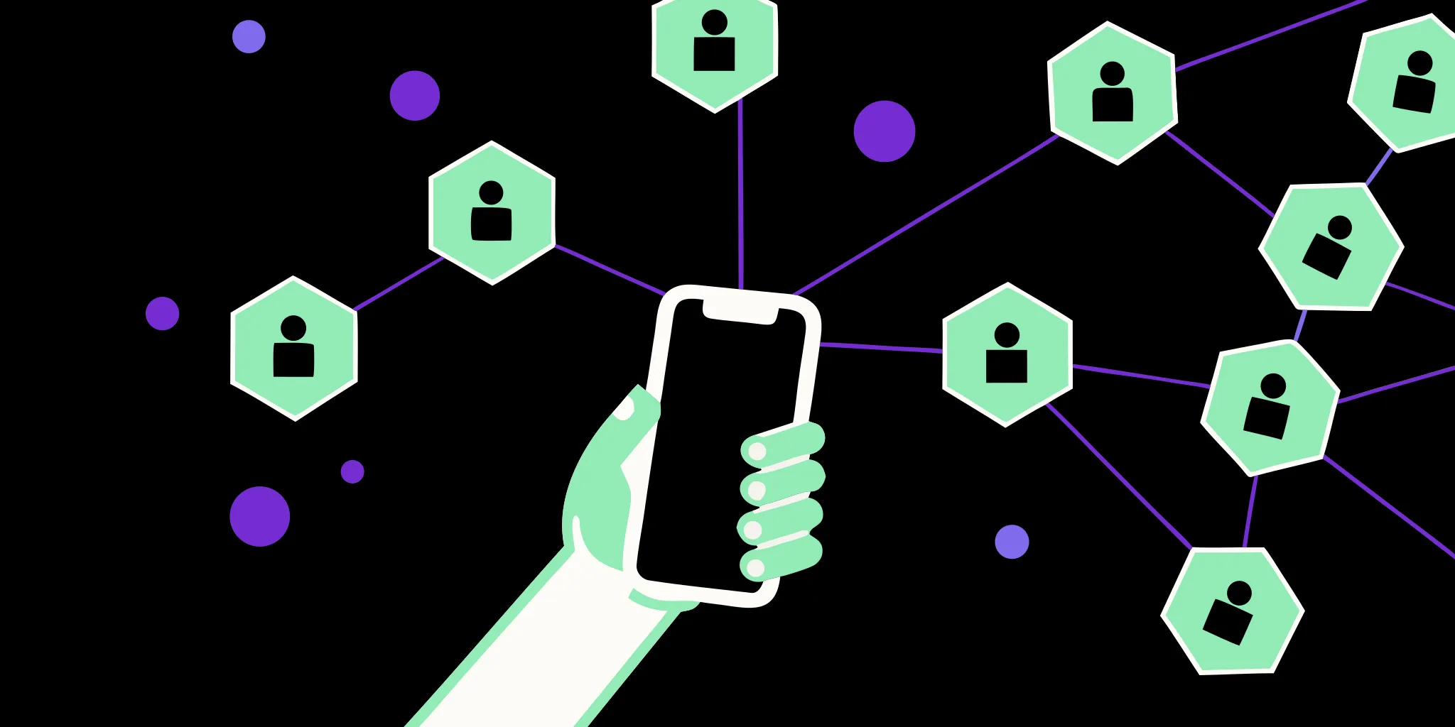 A nonprofit Facebook fundraiser on a smartphone screen, showing a network of connected supporters.