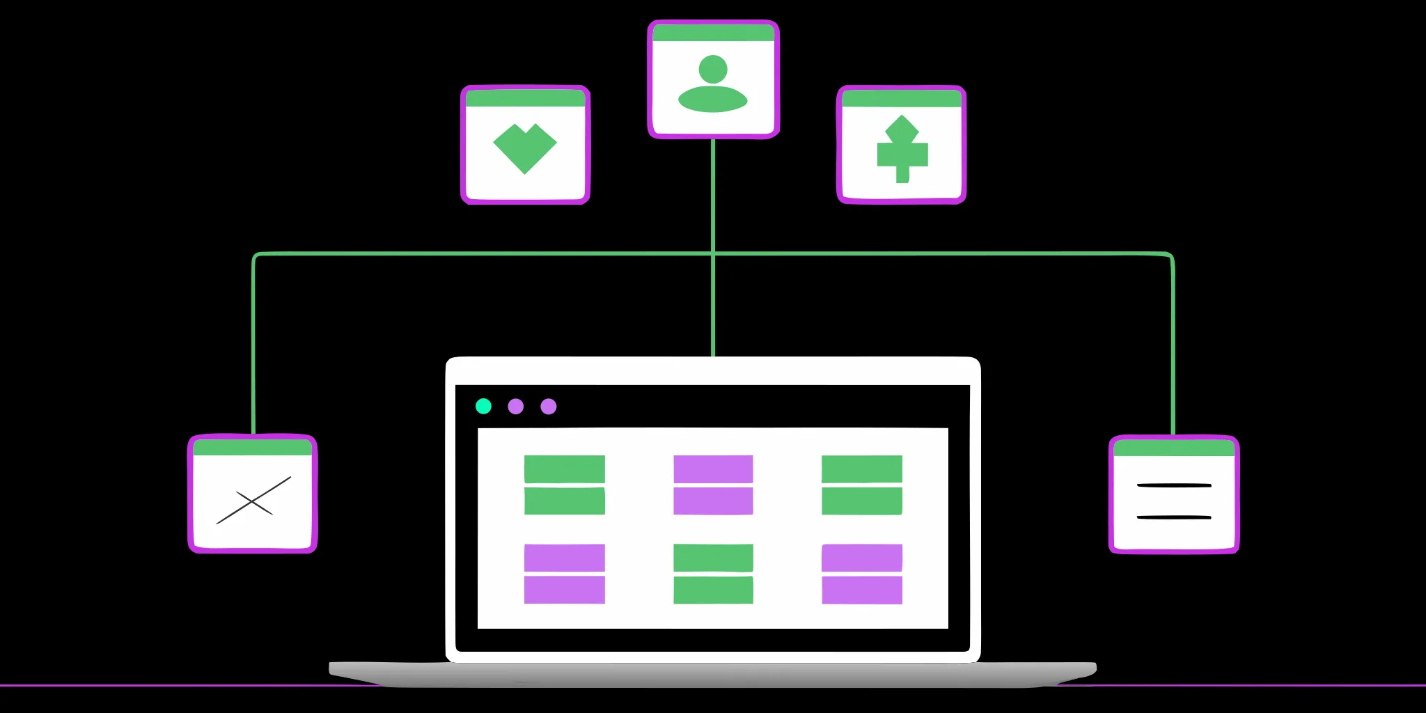 Laptop screen showing gift coding icons organizing nonprofit fundraising data.