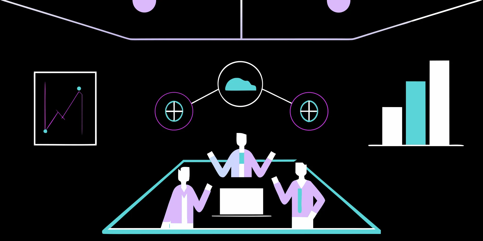 Team collaborating on a laptop with charts and data for constituent relationship management.