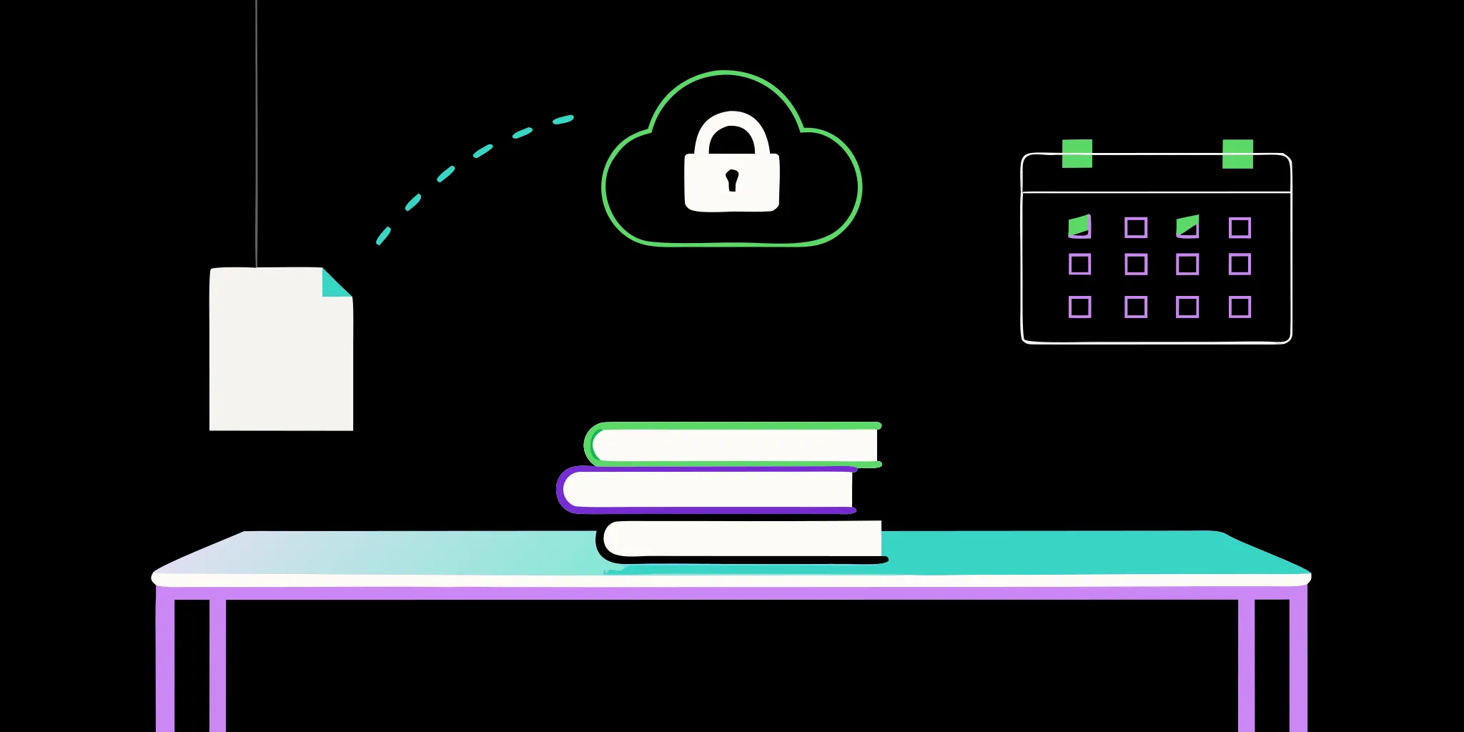 A document, calendar, and secure cloud icon for a data retention policy.