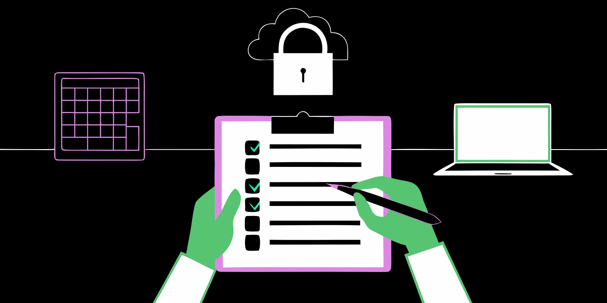 Data processing agreement checklist on a laptop, showing nonprofit data security and compliance.