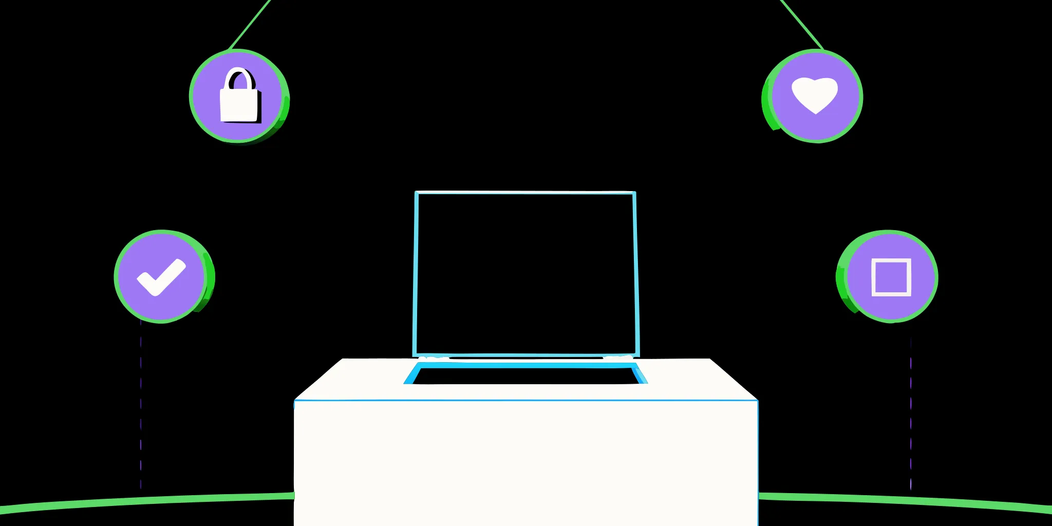 Laptop with security and donation icons for nonprofit chargeback prevention.