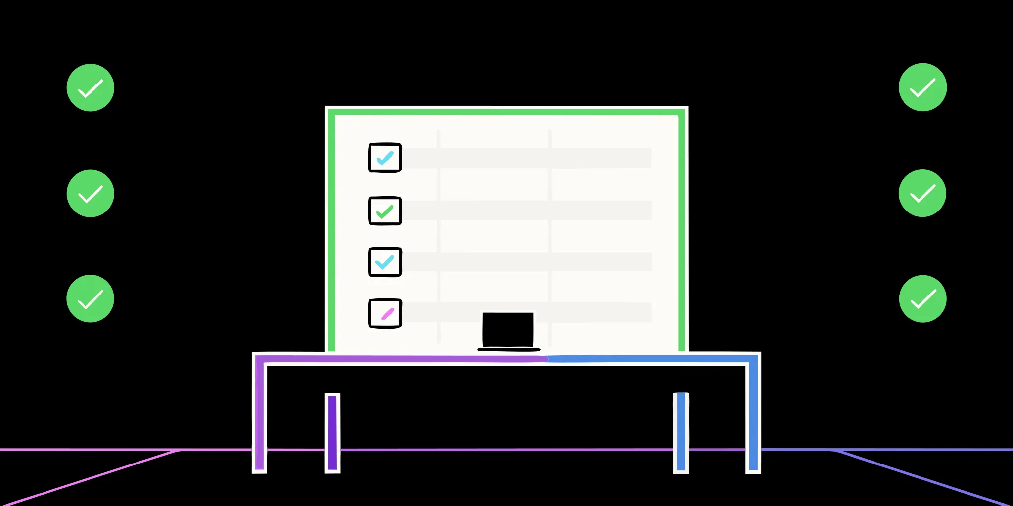 A checklist of data validation rules with green check marks for accurate nonprofit data.