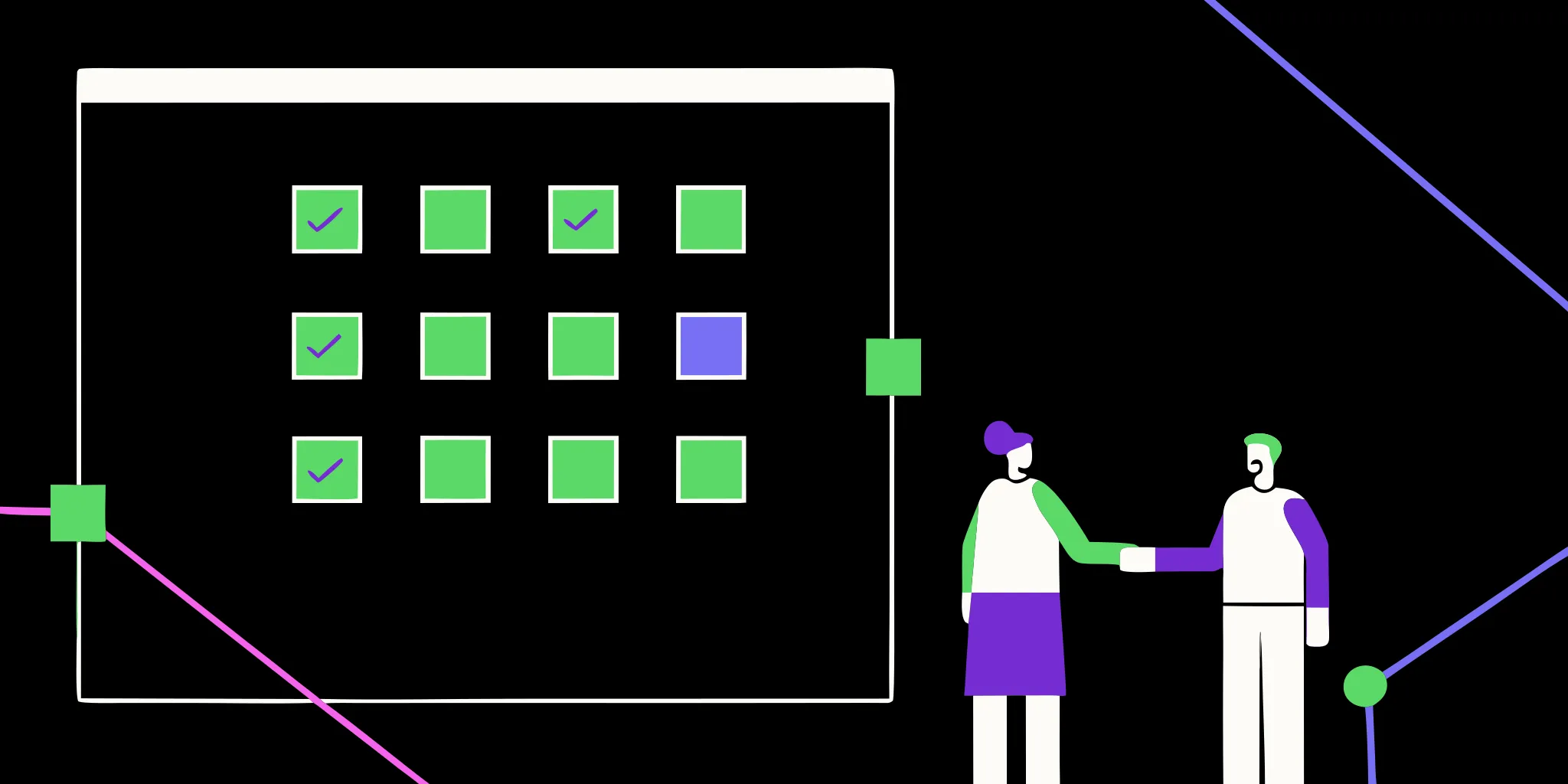A moves management checklist for the donor cycle with two people shaking hands.