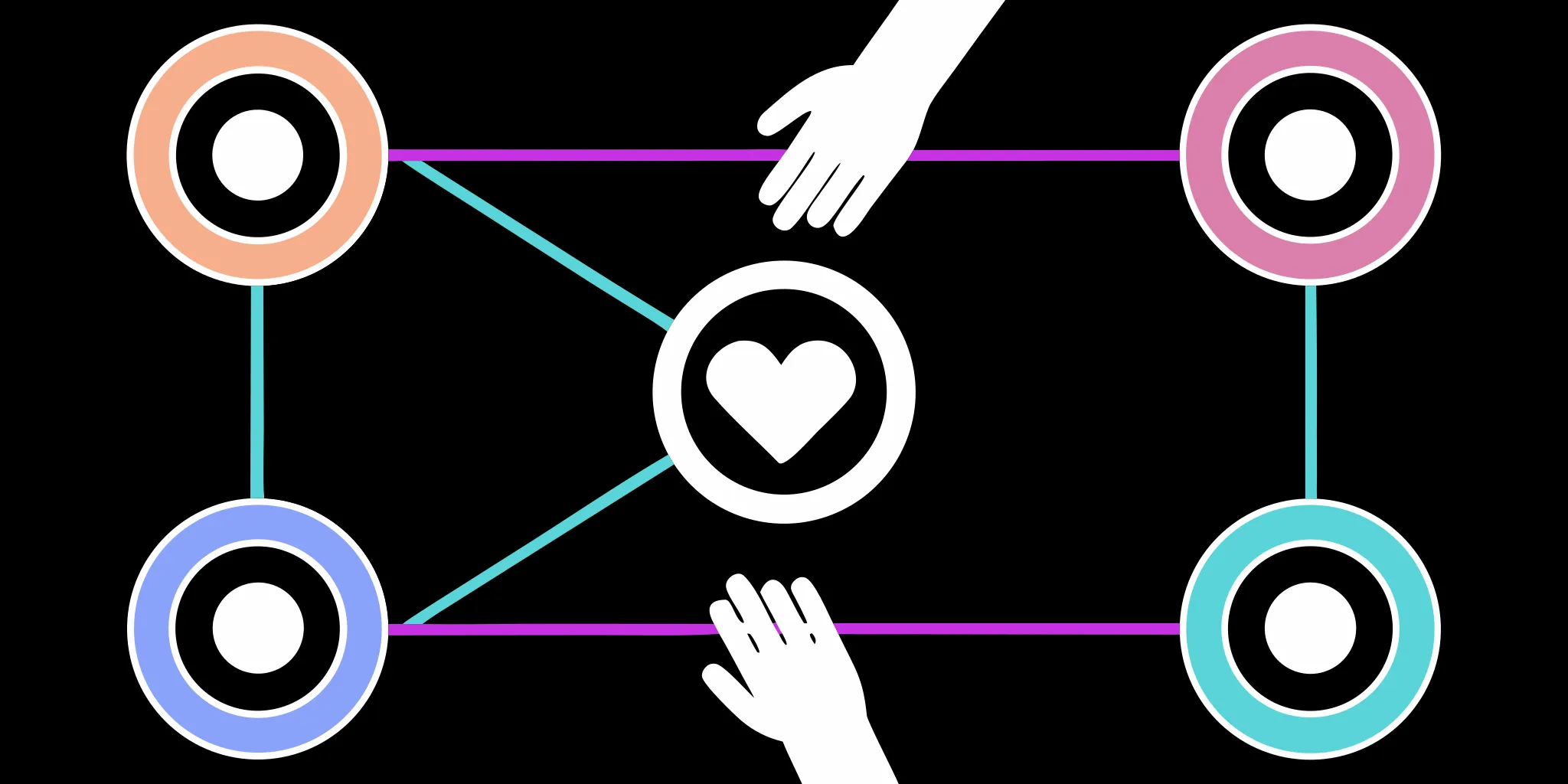 A warm, inspiring flat illustration representing community connection and nonprofit support.