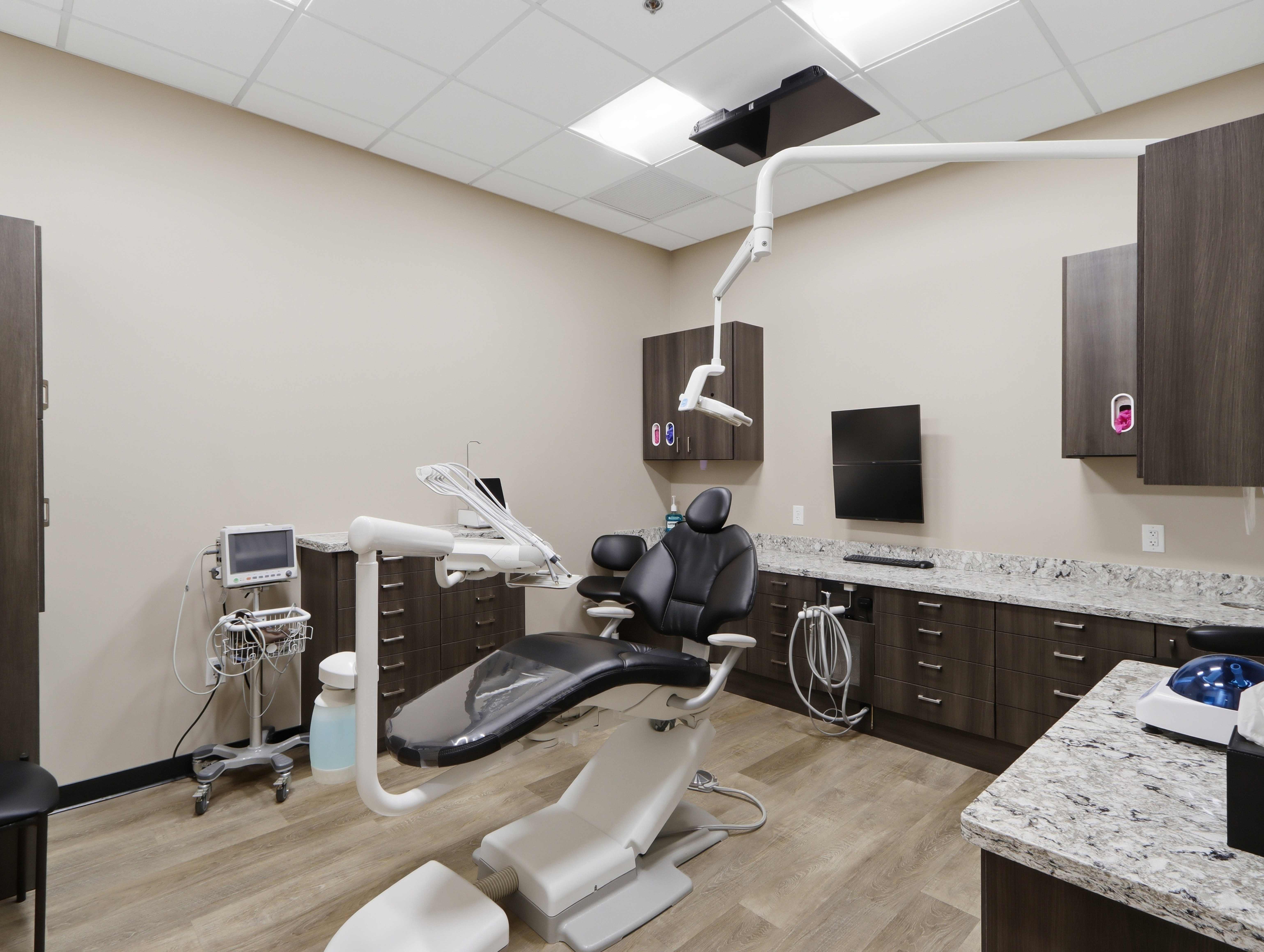 Dental treatment room with patient chair