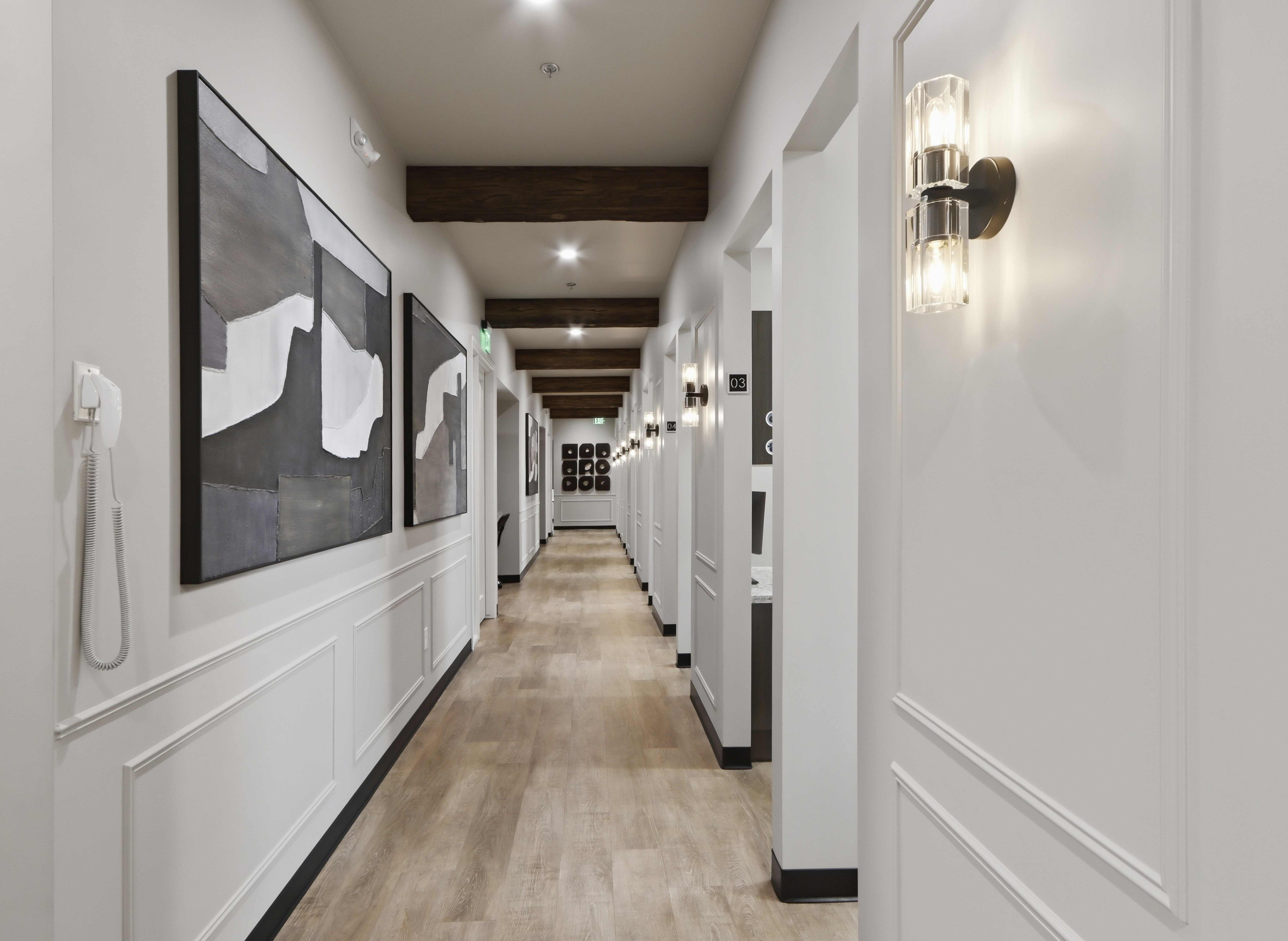 Hallway with artwork at the office