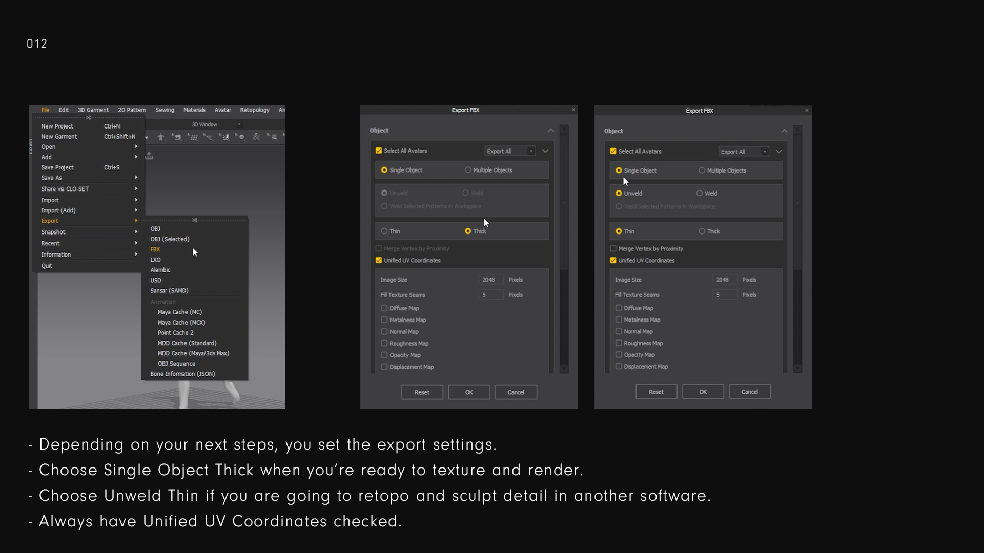 Visual Manual or tutorial for how to use Morph-Man. Morph-Man is a marvelous designer project file from Blauw Films, developed by costume designer Charlotte Simons. Morph-Man is a full-body 3D mesh. This is the software Marvelous Designer. The image is showing export settings. 