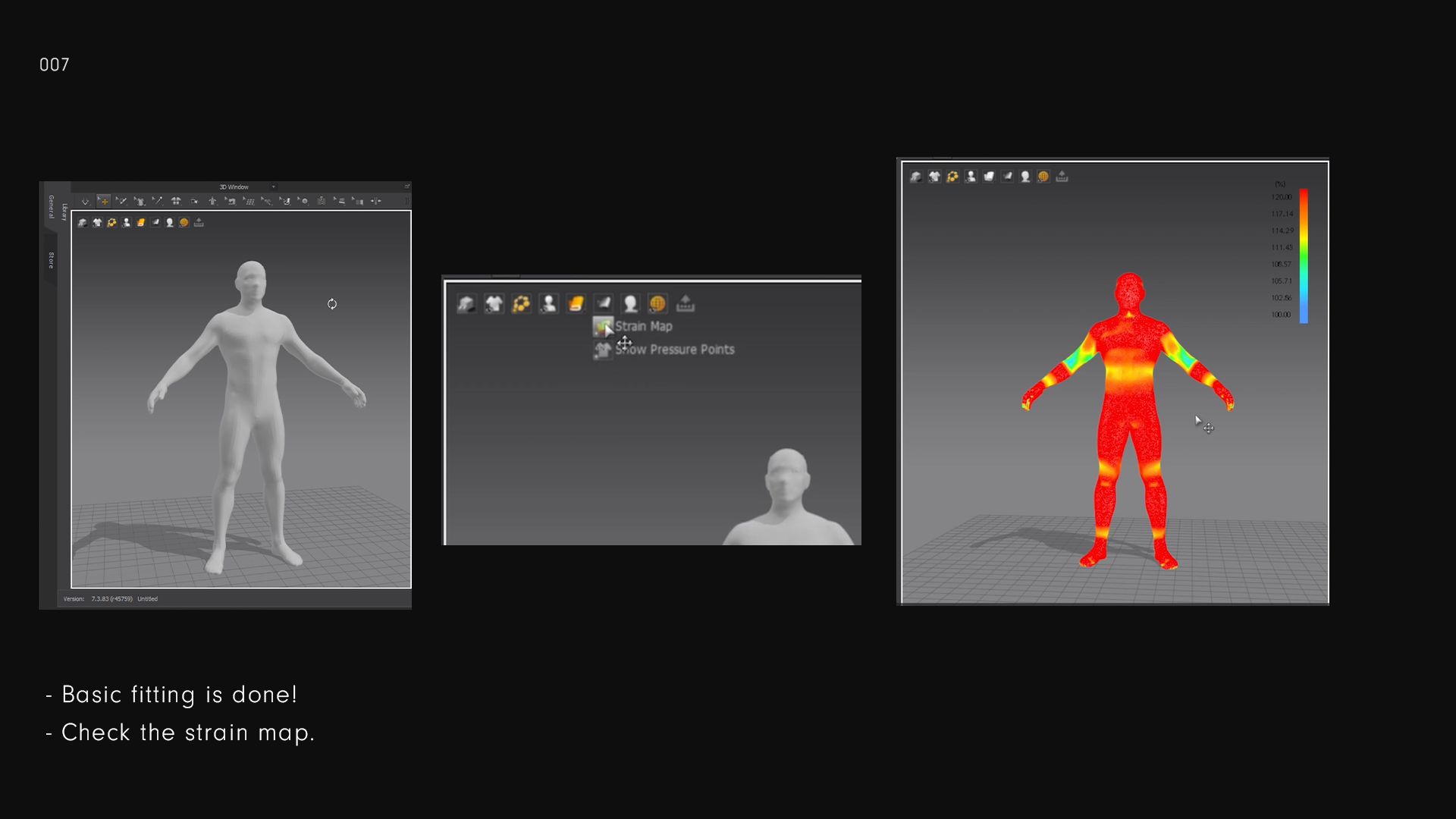 Visual Manual or tutorial for how to use Morph-Man. Morph-Man is a marvelous designer project file from Blauw Films, developed by costume designer Charlotte Simons. Morph-Man is a full-body 3D mesh. This is the software Marvelous Designer. The image is showing the Strain Map.