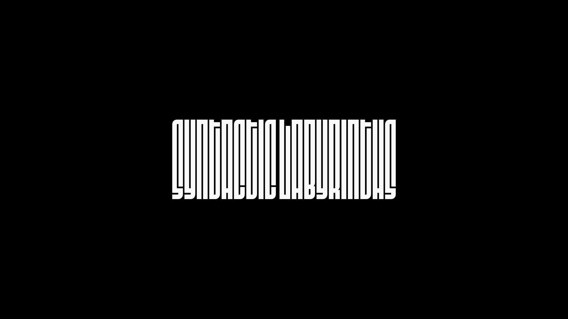 Stylized white-on-black logo for the sci-fi animated short film Syntactic Labyrinths, designed by Jeremy Rieger.