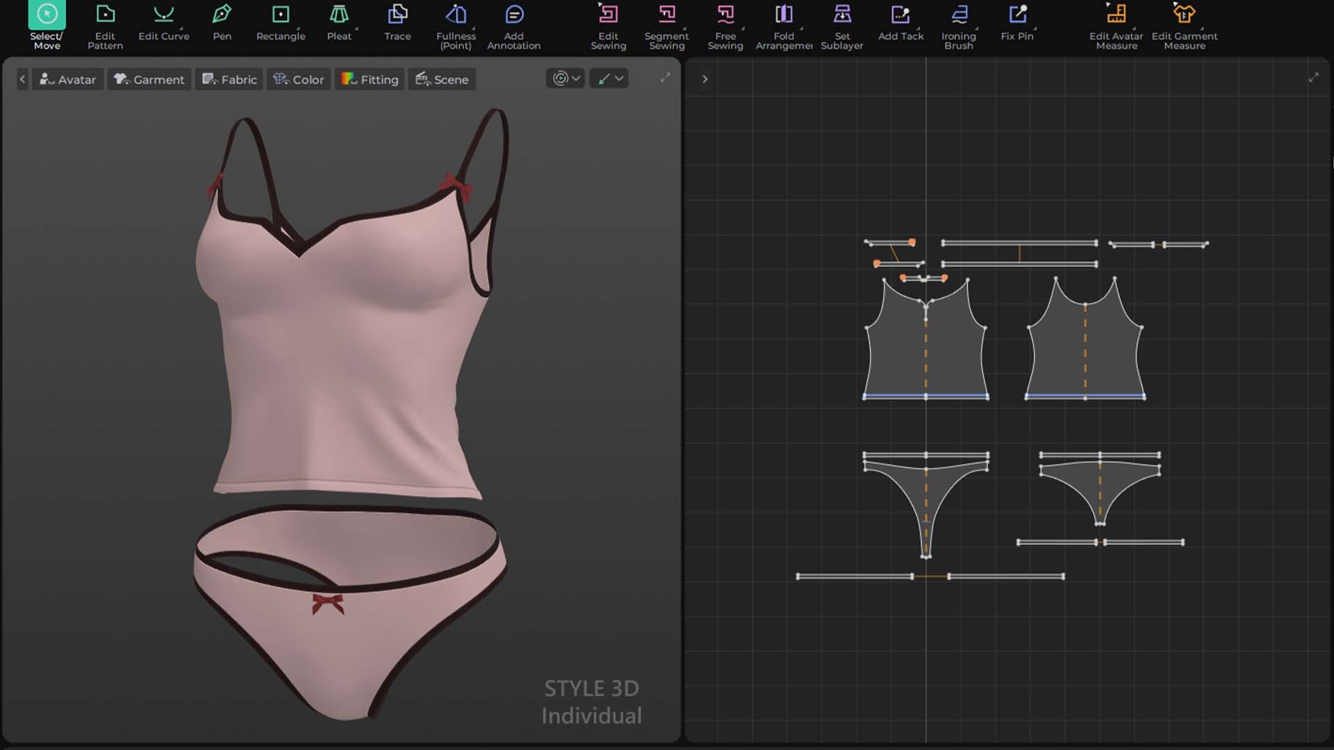 3D costume design with Style3D Atelier—modeling and simulating garments for Eve's character in the independent film Apple Rot.