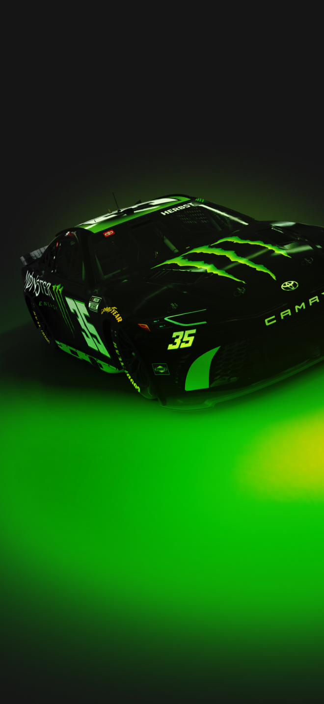 Monster branded race car graphic
