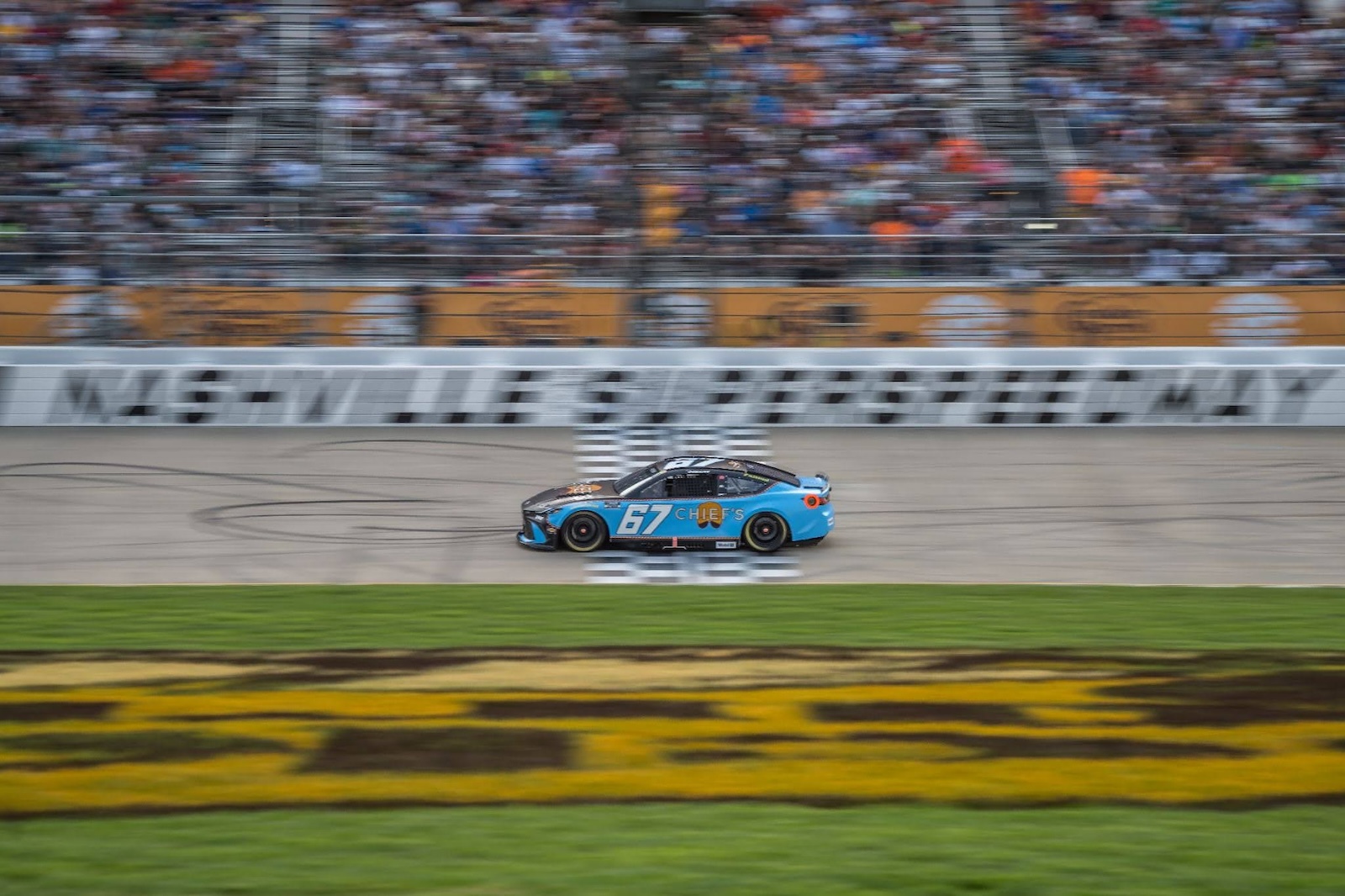 Number 67 Chief's branded car