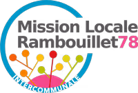 Logo with interconnected colorful nodes inside a blue circular arc and text 'Mission Locale Rambouillet 78 Intercommunale'.