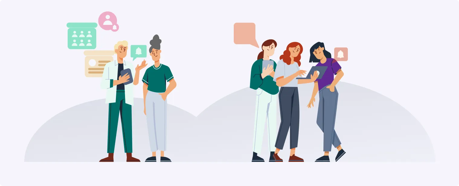 Illustration of an event planning team collaborating, sharing ideas, and coordinating tasks.