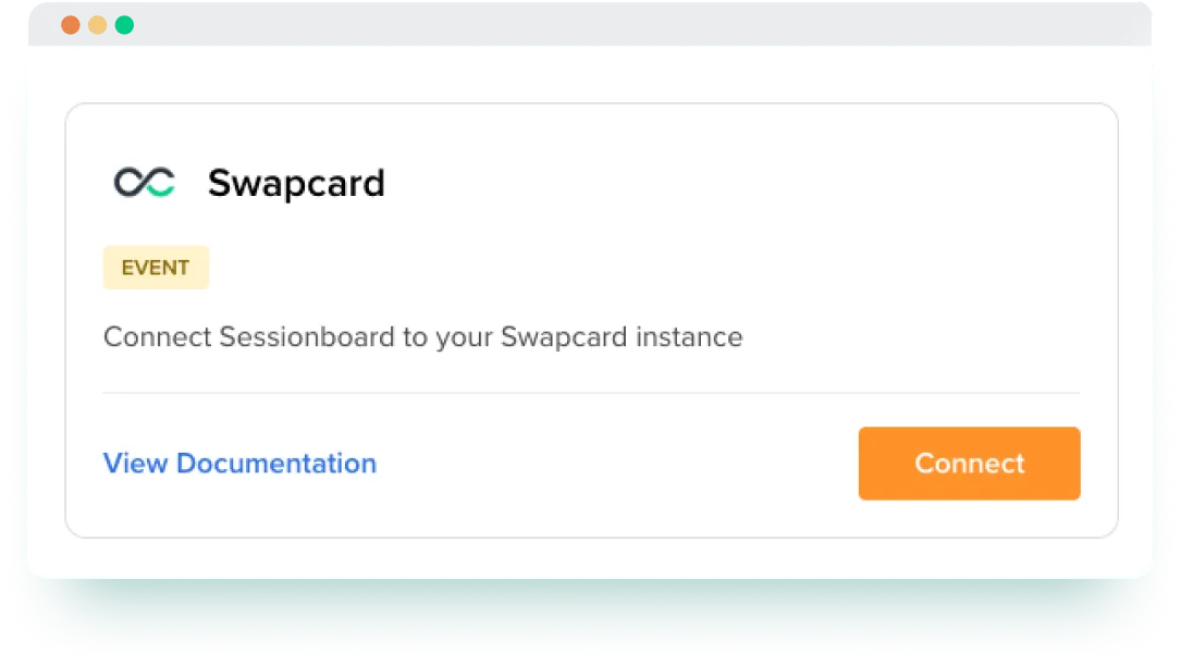 Sessionboard integration available in Swapcard, allowing organizers to connect SessionBoard to their Swapcard event