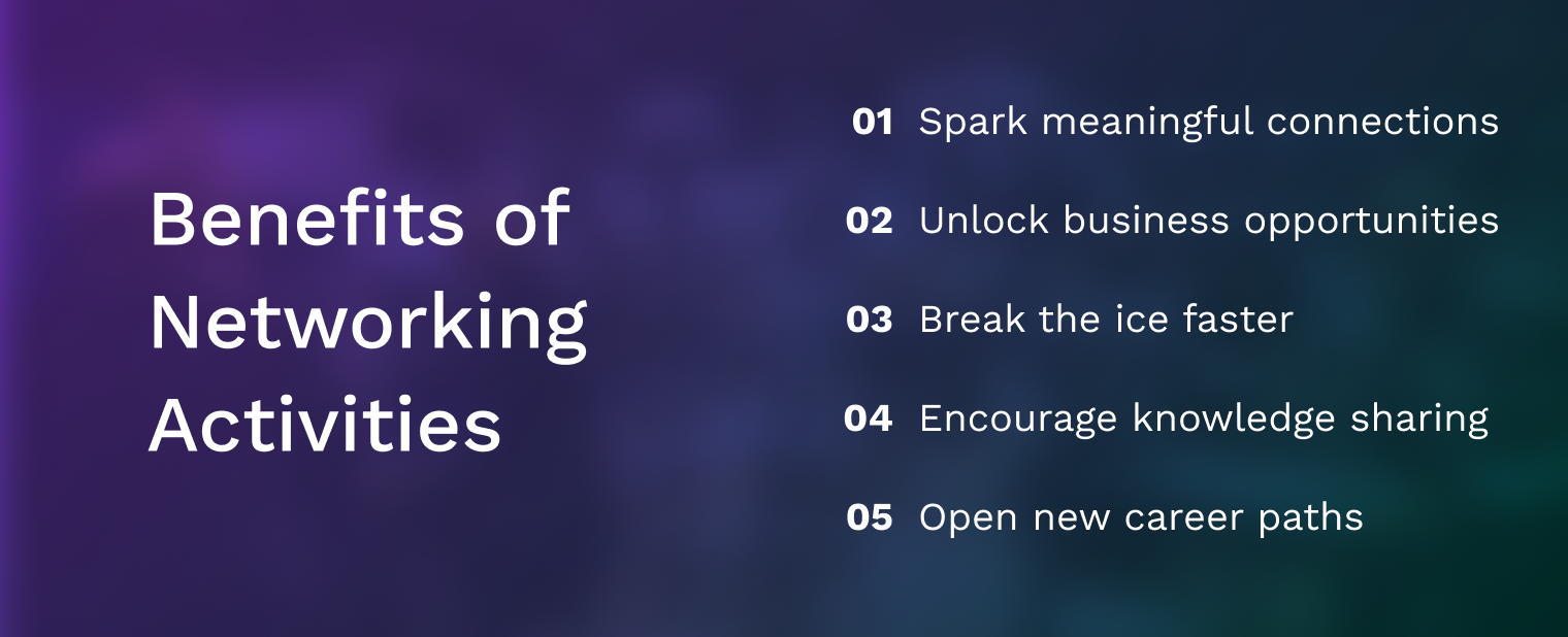 Games and activities during a networking event help attendees engage in more interactions