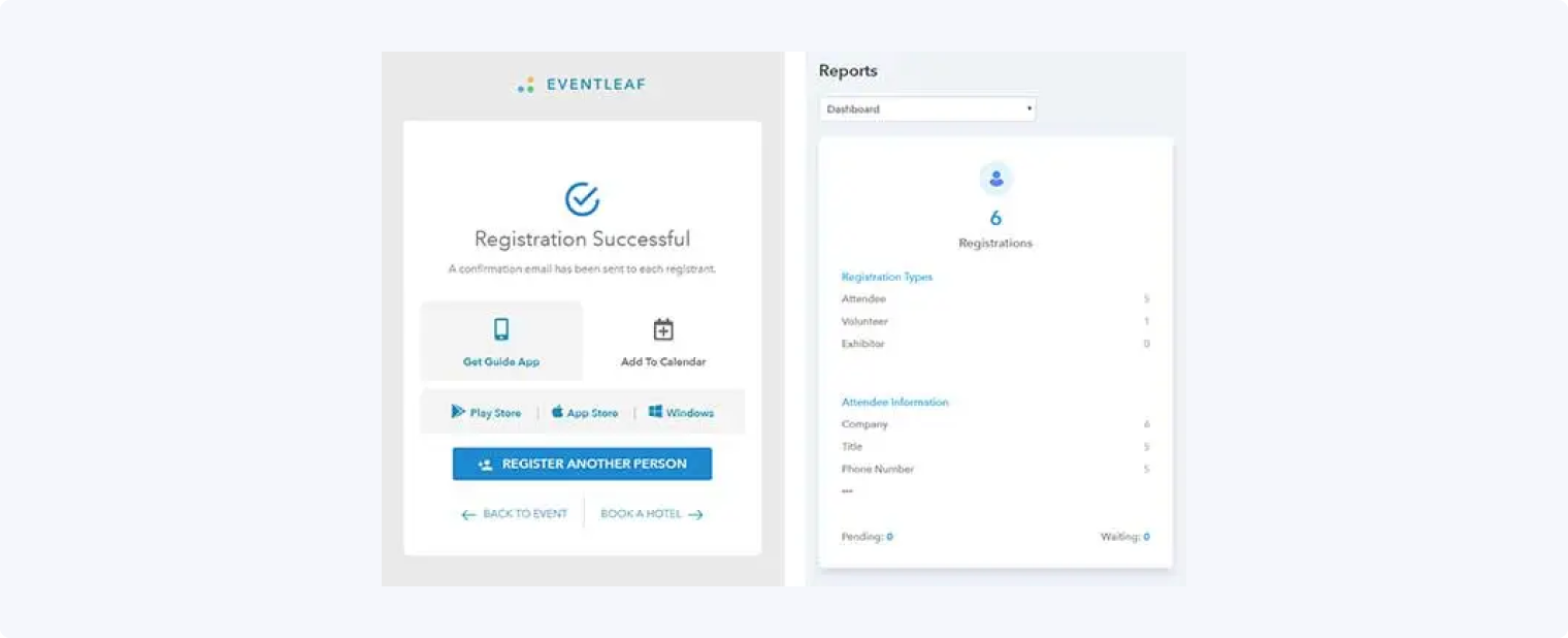 Eventleaf event registration platform for corporate seminars