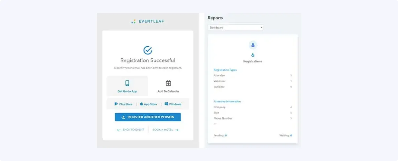 Eventleaf event registration platform for corporate seminars
