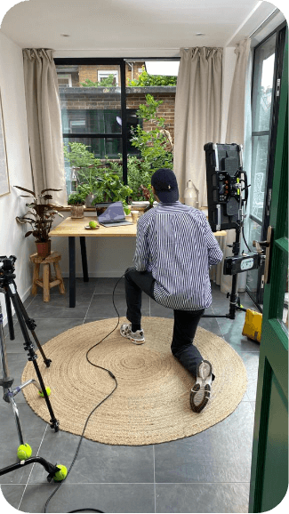 A professional photographer getting ready for a photoshoot