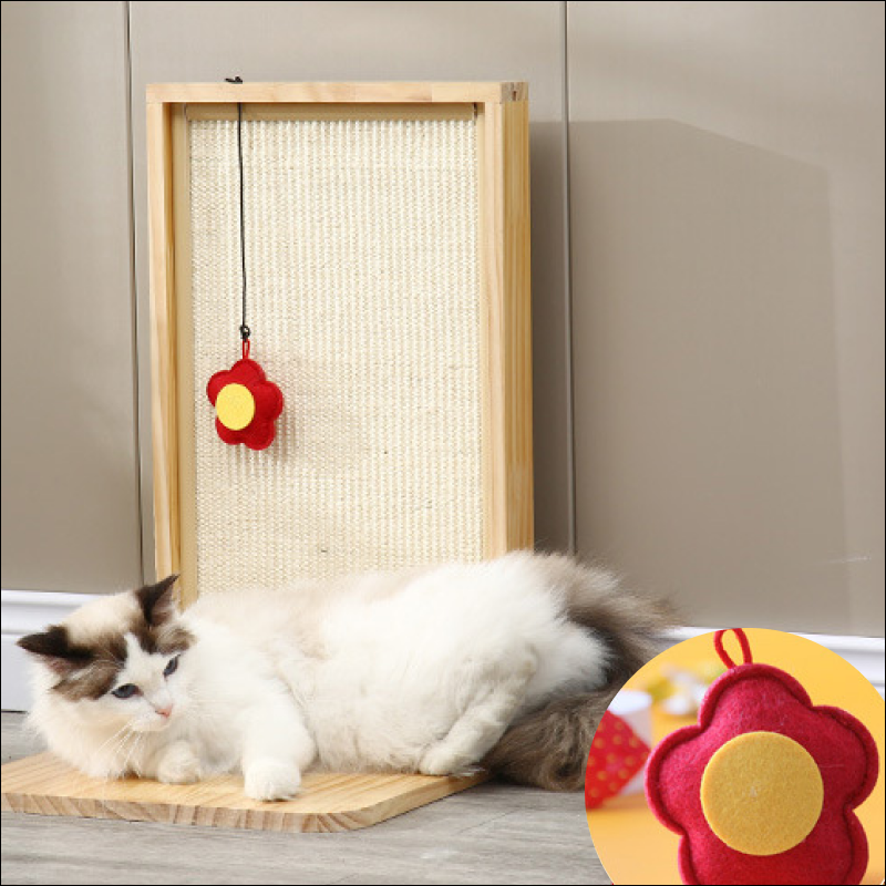 Multifunctional solid wood double-side cat scratcher