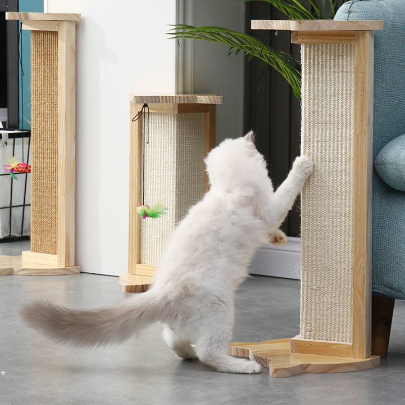 Solid wood cat scratcher