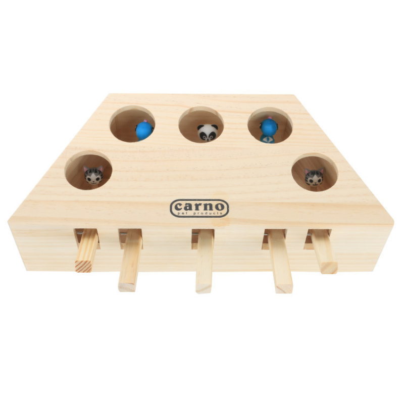 wooden whack-a-mole cat toy