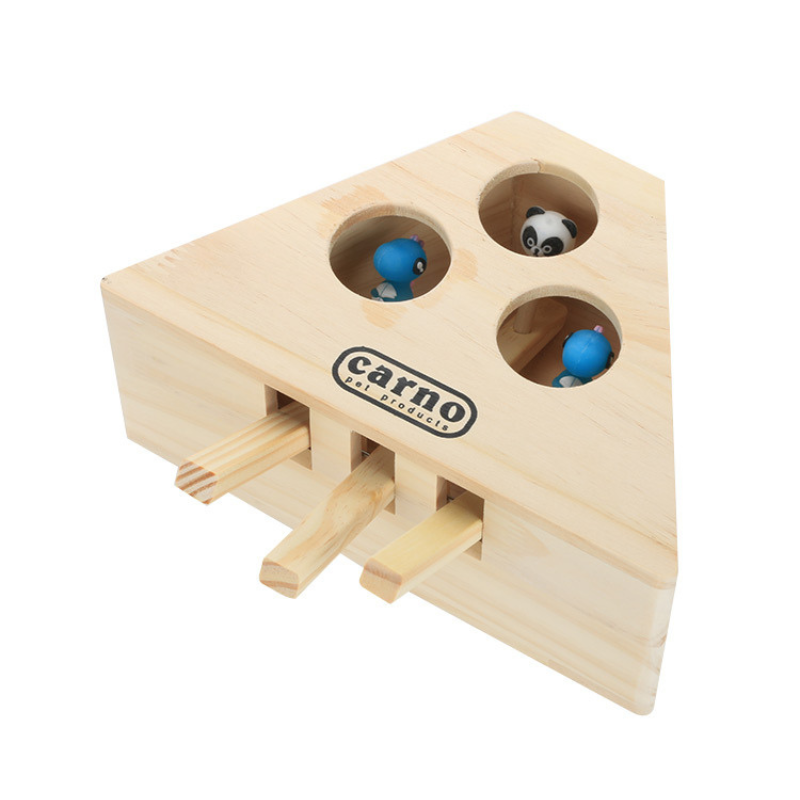 wooden whack-a-mole cat toy