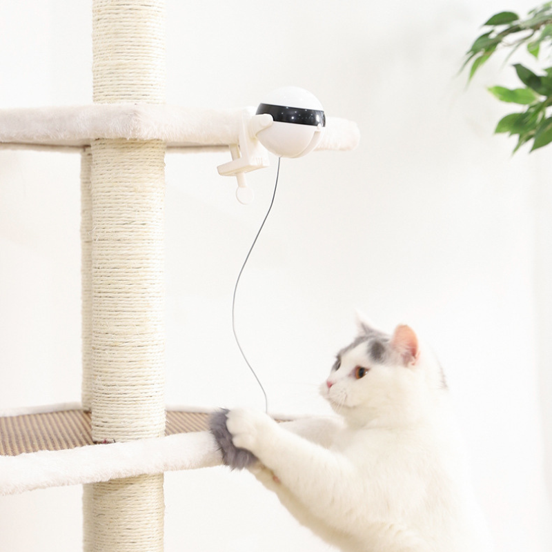 Interactive electric lifting rotating ball cat toy