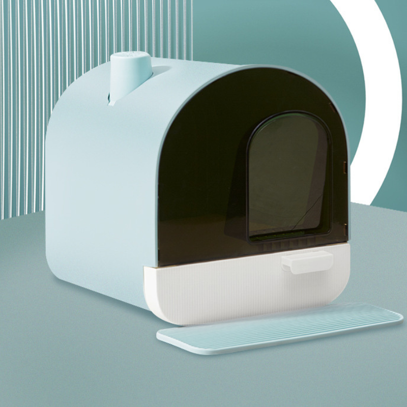 LUSMO fully enclosed cat litter box with a chimney