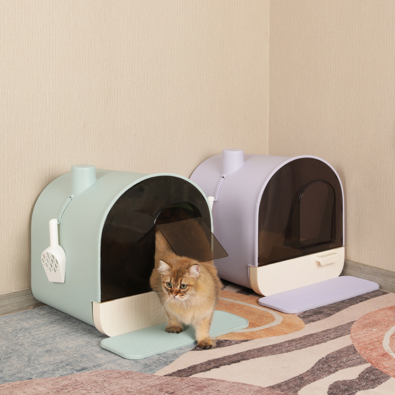 LUSMO fully enclosed cat litter box with a chimney