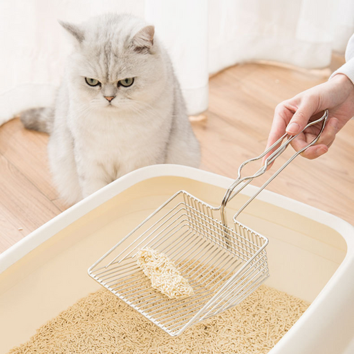 Stainless steel cat litter scoop