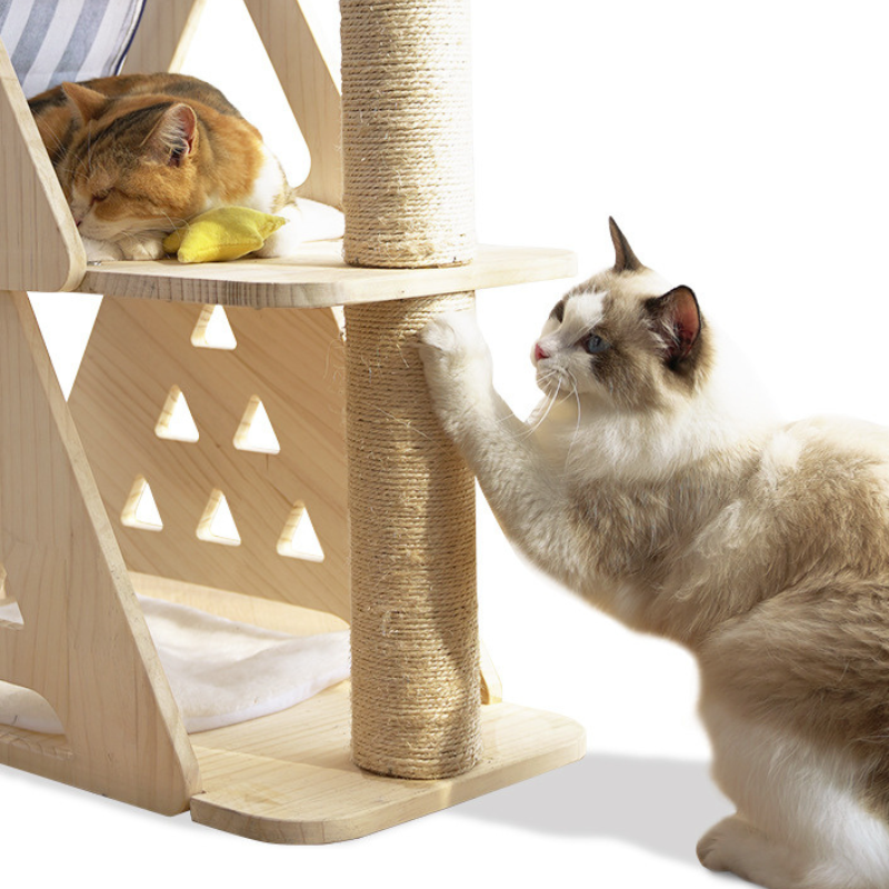 Solid wood medium-size cat tree